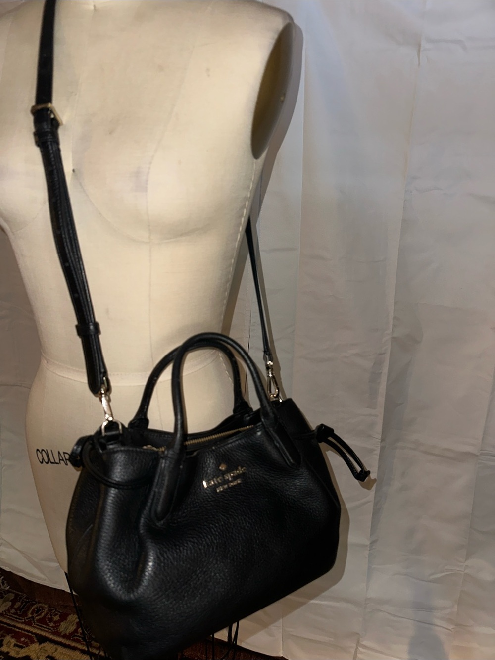 ♠️Kate Spade Dumpling Small Pebbled Leather Satchel Crossbody, Black - Picture 4 of 15